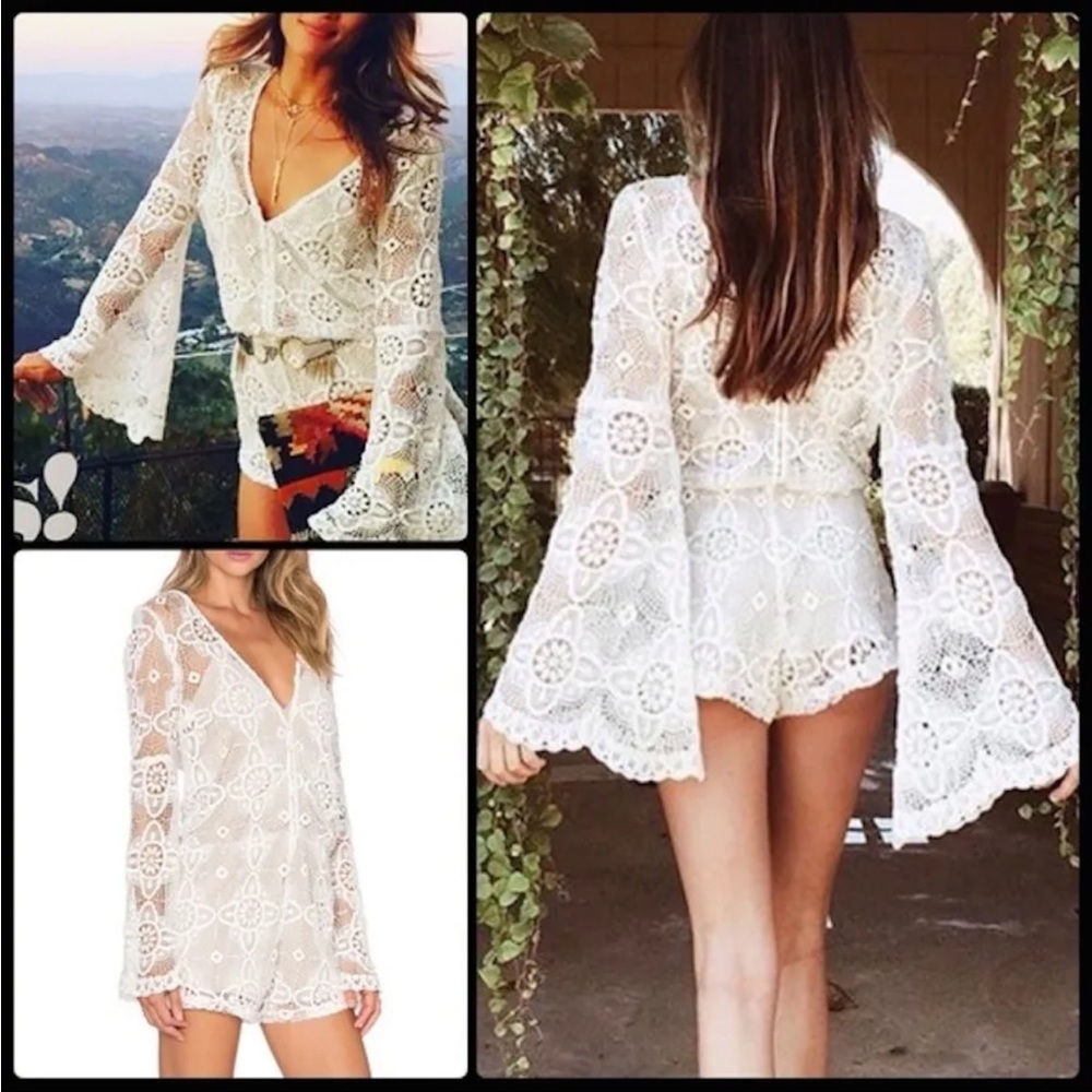 Winston White Layla Lace Romper Small